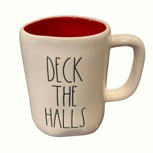 Rae Dunn Christmas Mug Red Ceramic Cup Magenta Farmhouse Deck The Halls Decor